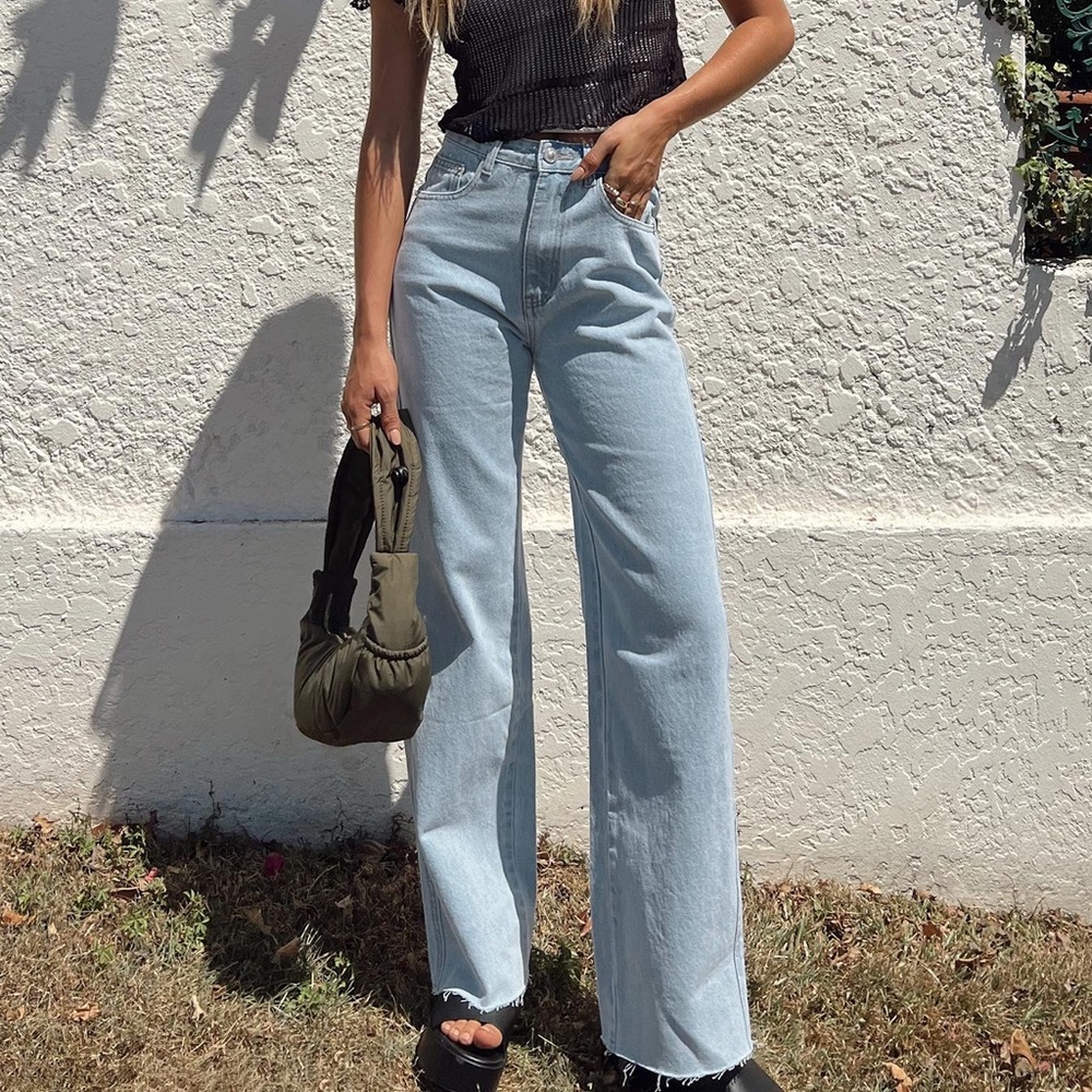 Princess Polly Light Blue Flare Jeans